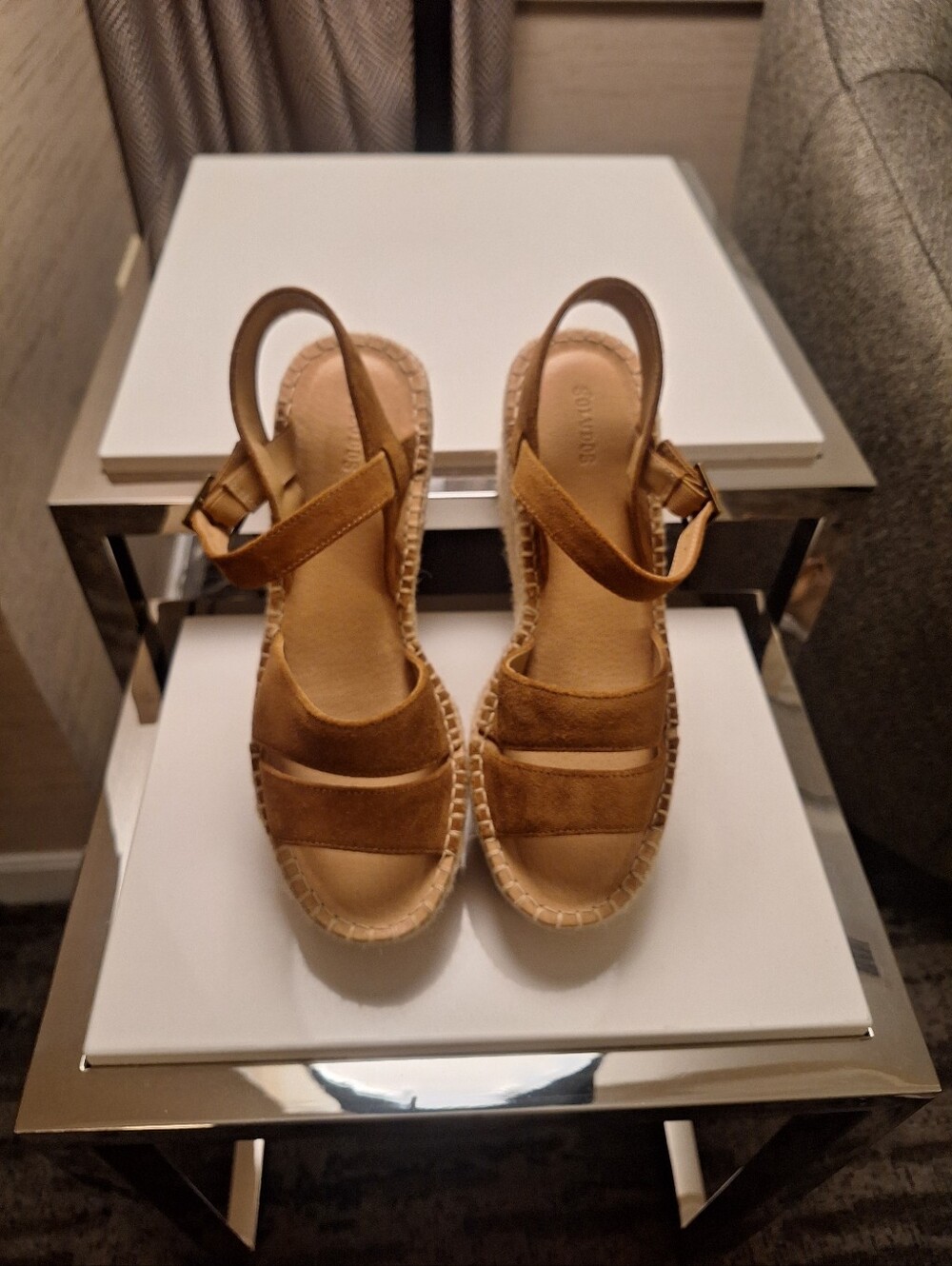 Soludos Women’s Tan Suede Espadrille Wedge Sandals Size 9.5 - Picture 6 of 9